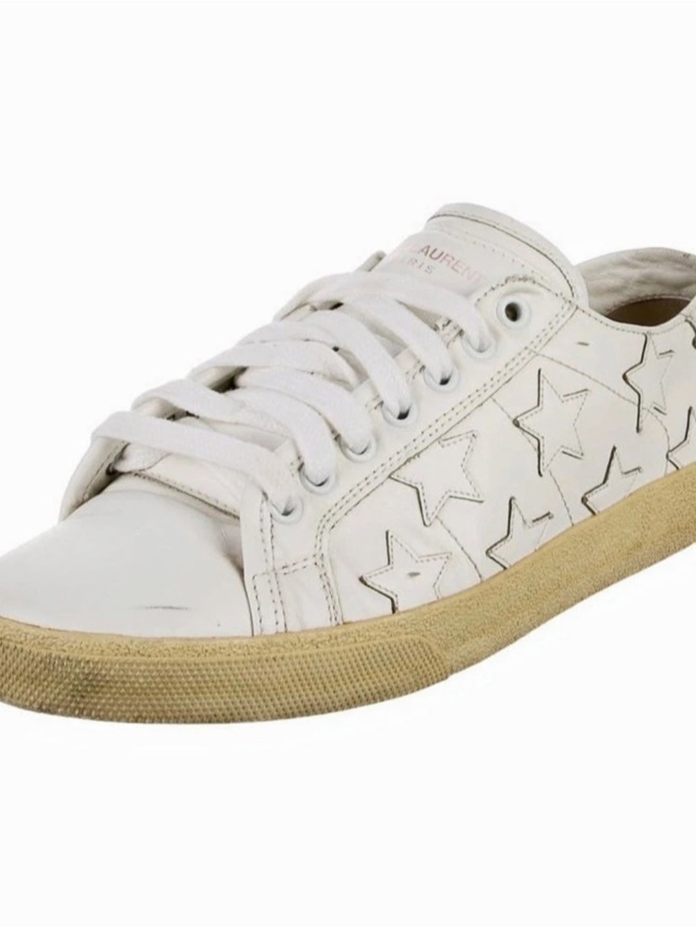 Saint Laurent Court Classic SL/06 Star Leather Sneakers in White